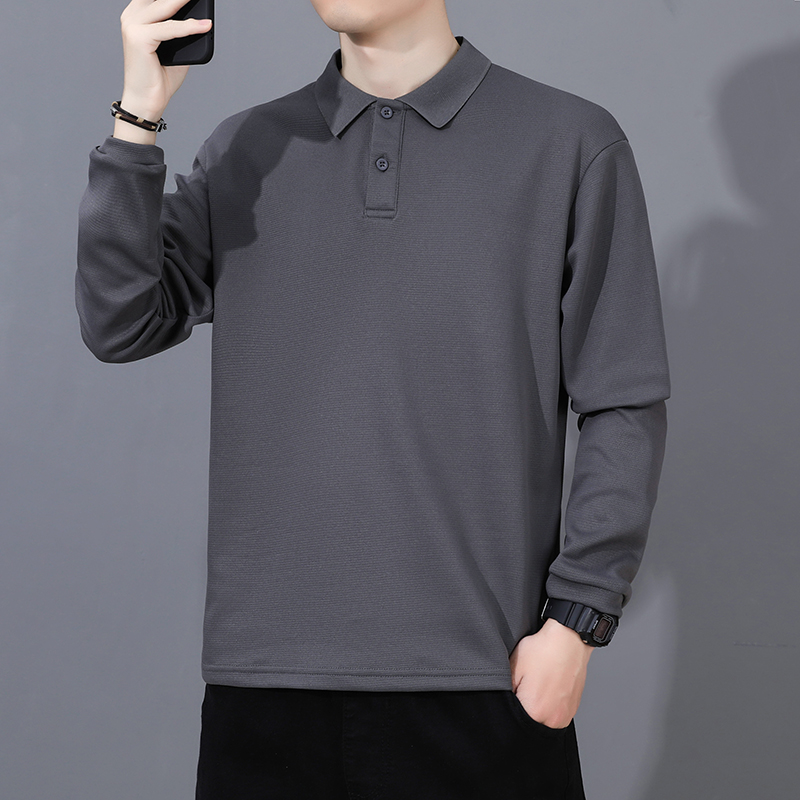 长袖POLO衫男2025年新款春秋POLO衫长袖男高档休闲时尚潮流纯色翻领秋季打底衫上衣